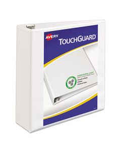 AVE17144 TOUCHGUARD PROTECTION HEAVY-DUTY VIEW BINDERS WITH SLANT RINGS, 3 RINGS, 3" CAPACITY, 11 X 8.5, WHITE