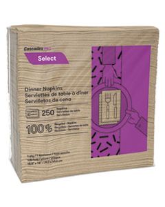 CSDN055 SELECT DINNER NAPKINS, 1-PLY, 16 X 15 1/2, NATURAL, 250/PACK, 12 PACKS/CARTON