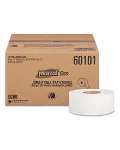 MRC60101 100% RECYCLED BATHROOM TISSUE, SEPTIC SAFE, 2-PLY, WHITE, 3.3 X 1000 FT, 12 ROLLS/CARTON