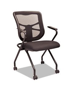 ALEEL4914 ALERA ELUSION MESH NESTING CHAIRS, PADDED ARMS, BLACK SEAT/BLACK BACK, BLACK BASE, 2/CARTON
