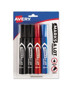 AVE07905 MARKS A LOT REGULAR DESK-STYLE PERMANENT MARKER, BROAD CHISEL TIP, ASSORTED COLORS, 4/SET