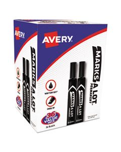 AVE98206 MARKS A LOT LARGE DESK-STYLE PERMANENT MARKER VALUE PACK, BROAD CHISEL TIP, BLACK, 36/PACK