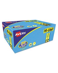 AVE98208 HI-LITER DESK-STYLE HIGHLIGHTERS, CHISEL TIP, FLUORESCENT YELLOW, 36/BOX