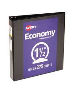 AVE05725 ECONOMY VIEW BINDER WITH ROUND RINGS , 3 RINGS, 1.5" CAPACITY, 11 X 8.5, BLACK