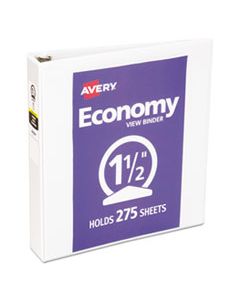 AVE05726 ECONOMY VIEW BINDER WITH ROUND RINGS , 3 RINGS, 1.5" CAPACITY, 11 X 8.5, WHITE