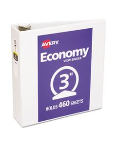 AVE05741 ECONOMY VIEW BINDER WITH ROUND RINGS , 3 RINGS, 3" CAPACITY, 11 X 8.5, WHITE