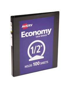AVE05705 ECONOMY VIEW BINDER WITH ROUND RINGS , 3 RINGS, 0.5" CAPACITY, 11 X 8.5, BLACK