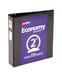 AVE05730 ECONOMY VIEW BINDER WITH ROUND RINGS , 3 RINGS, 2" CAPACITY, 11 X 8.5, BLACK