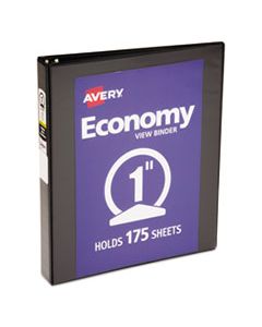AVE05710 ECONOMY VIEW BINDER WITH ROUND RINGS , 3 RINGS, 1" CAPACITY, 11 X 8.5, BLACK