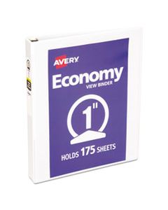 AVE05711 ECONOMY VIEW BINDER WITH ROUND RINGS , 3 RINGS, 1" CAPACITY, 11 X 8.5, WHITE