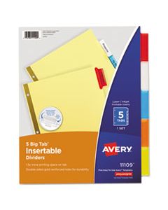 AVE11109 INSERTABLE BIG TAB DIVIDERS, 5-TAB, LETTER