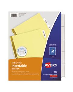 AVE11110 INSERTABLE BIG TAB DIVIDERS, 5-TAB, LETTER