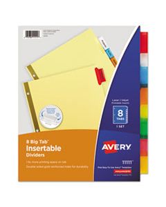 AVE11111 INSERTABLE BIG TAB DIVIDERS, 8-TAB, LETTER