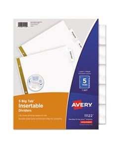 AVE11122 INSERTABLE BIG TAB DIVIDERS, 5-TAB, LETTER