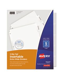 AVE11221 INSERTABLE BIG TAB DIVIDERS, 5-TAB, 11 1/8 X 9 1/4