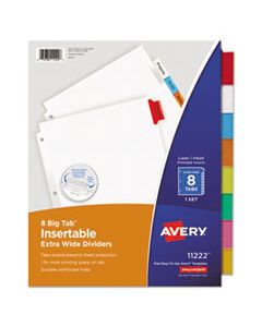 AVE11222 INSERTABLE BIG TAB DIVIDERS, 8-TAB, 11 1/8 X 9 1/4