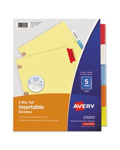 AVE23280 INSERTABLE BIG TAB DIVIDERS, 5-TAB, LETTER