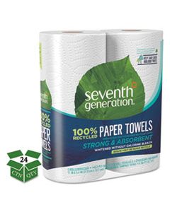 SEV13730 100% RECYCLED PAPER TOWEL ROLLS, 2-PLY, 11 X 5.4 SHEETS, 140 SHEETS/RL, 24 RL/CT