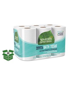 SEV13733CT 100% RECYCLED BATHROOM TISSUE, SEPTIC SAFE, 2-PLY, WHITE, 240 SHEETS/ROLL, 48/CARTON