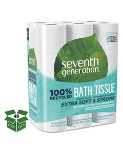 SEV13738CT 100% RECYCLED BATHROOM TISSUE, SEPTIC SAFE, 2-PLY, WHITE, 240 SHEETS/ROLL, 24/PACK, 2 PACKS/CARTON