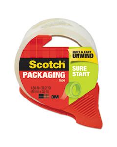 MMM3450SRD SURE START PACKAGING TAPE WITH DISPENSER, 3" CORE, 1.88" X 38.2 YDS, CLEAR