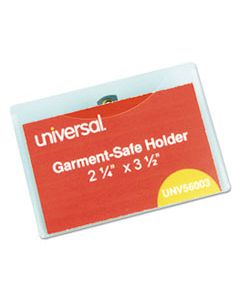 UNV56003 CLEAR BADGE HOLDERS W/GARMENT-SAFE CLIPS, 2 1/4 X 3 1/2, WHITE INSERTS, 50/BOX