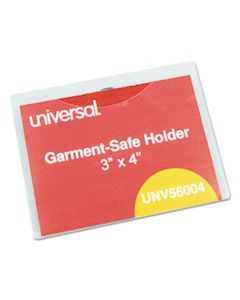UNV56004 CLEAR BADGE HOLDERS W/GARMENT-SAFE CLIPS, 3 X 4, WHITE INSERTS, 50/BOX