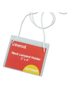 UNV56005 CLEAR BADGE HOLDERS W/NECK LANYARDS, 3 X 4, WHITE INSERTS, 100/BOX
