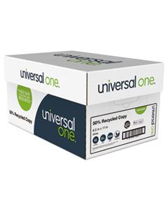 UNV20050 50% RECYCLED COPY PAPER, 92 BRIGHT, 20LB, 8.5 X 11, WHITE, 500 SHEETS/REAM, 10 REAMS/CARTON