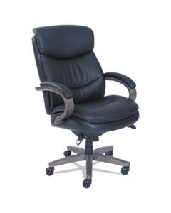 LZB48962A WOODBURY HIGH-BACK EXECUTIVE CHAIR, SUPPORTS UP TO 300 LBS., BLACK SEAT/BLACK BACK, WEATHERED GRAY BASE