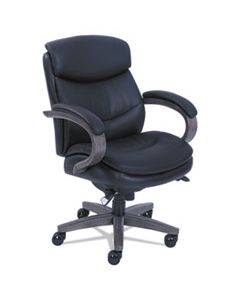 LZB48963A WOODBURY MID-BACK EXECUTIVE CHAIR, SUPPORTS UP TO 300 LBS., BLACK SEAT/BLACK BACK, WEATHERED GRAY BASE