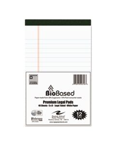 ROA24316 USDA BIO-PREFERRED LEGAL PAD, WIDE/LEGAL RULE, 5 X 8, WHITE, 40 SHEETS, 12/PACK