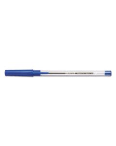 UNV27426 SMOOTH GRIP STICK BALLPOINT PEN, MEDIUM 1MM, BLUE INK, CLEAR BARREL, 24/PACK