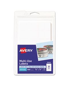 AVE05424 REMOVABLE MULTI-USE LABELS, HANDWRITE ONLY, 0.63 X 0.88, WHITE, 30/SHEET, 35 SHEETS/PACK