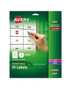 AVE6450 REMOVABLE MULTI-USE LABELS, INKJET/LASER PRINTERS, 1" DIA., WHITE, 63/SHEET, 15 SHEETS/PACK