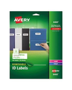 AVE6460 REMOVABLE MULTI-USE LABELS, INKJET/LASER PRINTERS, 1 X 2.63, WHITE, 30/SHEET, 25 SHEETS/PACK