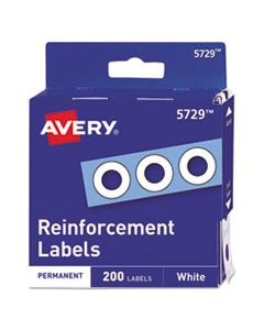 AVE05729 DISPENSER PACK HOLE REINFORCEMENTS, 1/4" DIA, WHITE, 200/PACK