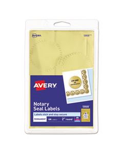 AVE05868 PRINTABLE GOLD FOIL SEALS, 2" DIA., GOLD, 4/SHEET, 11 SHEETS/PACK