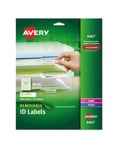 AVE6467 REMOVABLE MULTI-USE LABELS, INKJET/LASER PRINTERS, 0.5 X 1.75, WHITE, 80/SHEET, 25 SHEETS/PACK