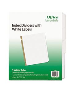 AVE11336 INDEX DIVIDERS WITH WHITE LABELS, 5-TAB, 11 X 8.5, WHITE, 5 SETS