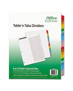 AVE11677 TABLE 'N TABS DIVIDERS, 26-TAB, A TO Z, 11 X 8.5, WHITE, 1 SET