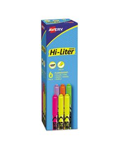 AVE23565 HI-LITER PEN-STYLE HIGHLIGHTERS, CHISEL TIP, ASSORTED COLORS, 6/SET