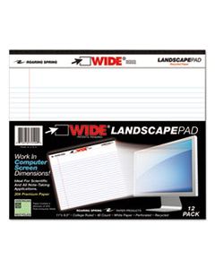 ROA74500 WIDE LANDSCAPE FORMAT WRITING PAD, MEDIUM/COLLEGE RULE, 11 X 9.5, WHITE, 40 SHEETS
