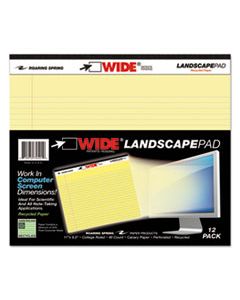 ROA74501 WIDE LANDSCAPE FORMAT WRITING PAD, MEDIUM/COLLEGE RULE, 11 X 9.5, CANARY, 40 SHEETS