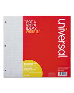 UNV20911 FILLER PAPER, 3-HOLE, 8.5 X 11, MEDIUM/COLLEGE RULE, 100/PACK