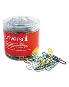 UNV95000 PLASTIC-COATED PAPER CLIPS, JUMBO, ASSORTED COLORS, 250/PACK