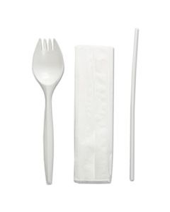 BWKSCHOOLMWPP SCHOOL CUTLERY KIT, NAPKIN/SPORK/STRAW, WHITE, 1000/CARTON