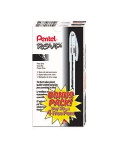 PENBK90ASW2 R.S.V.P. STICK BALLPOINT PEN VALUE PACK, 0.7MM, BLACK INK, CLEAR/BLACK BARREL, 24PK
