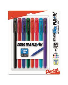 PENBL417BP8M ENERGEL FLASH STICK GEL PEN, MEDIUM 0.7MM, ASSORTED INK/BARREL, 8/PACK