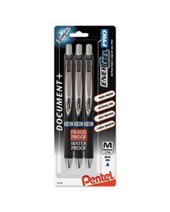 PENBLP77BP3C ENERGEL PRO RETRACTABLE GEL PEN, MEDIUM 0.7MM, BLUE INK, BLACK BARREL, 3/PACK